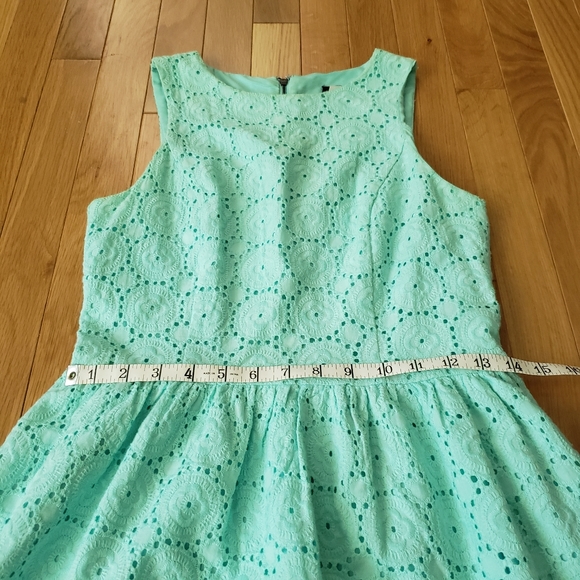 Turquoise Eyelet Lace Dress - Picture 4 of 6